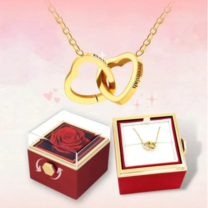 Coffret Rose Éternelle - Avec Collier Gravé